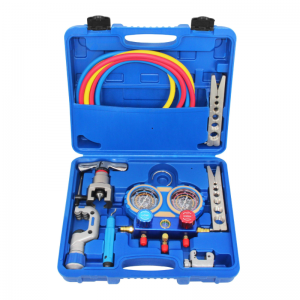 Manifold Gauge and Flaring Tool for Refrigeration and Air Conditioning Tool Kit